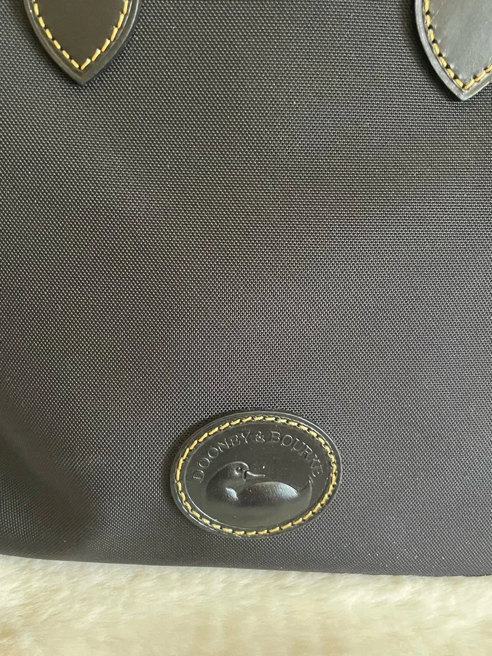 Dooney & Bourke Black Nylon Tote with Gold-Tone Accents